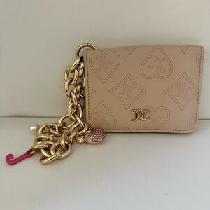 Juicy Couture Beige Card Holder with Gold Chain